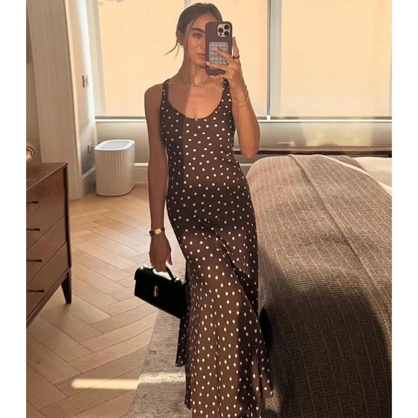 Polka Dot Maxi Dress - Sleeveless Elegance