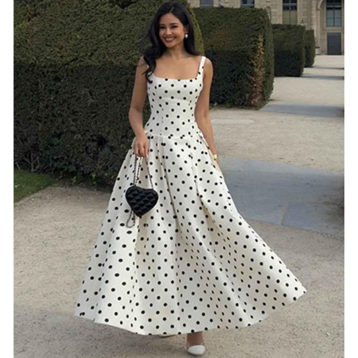 Polka Dot Maxi Dress - Sleeveless Elegance