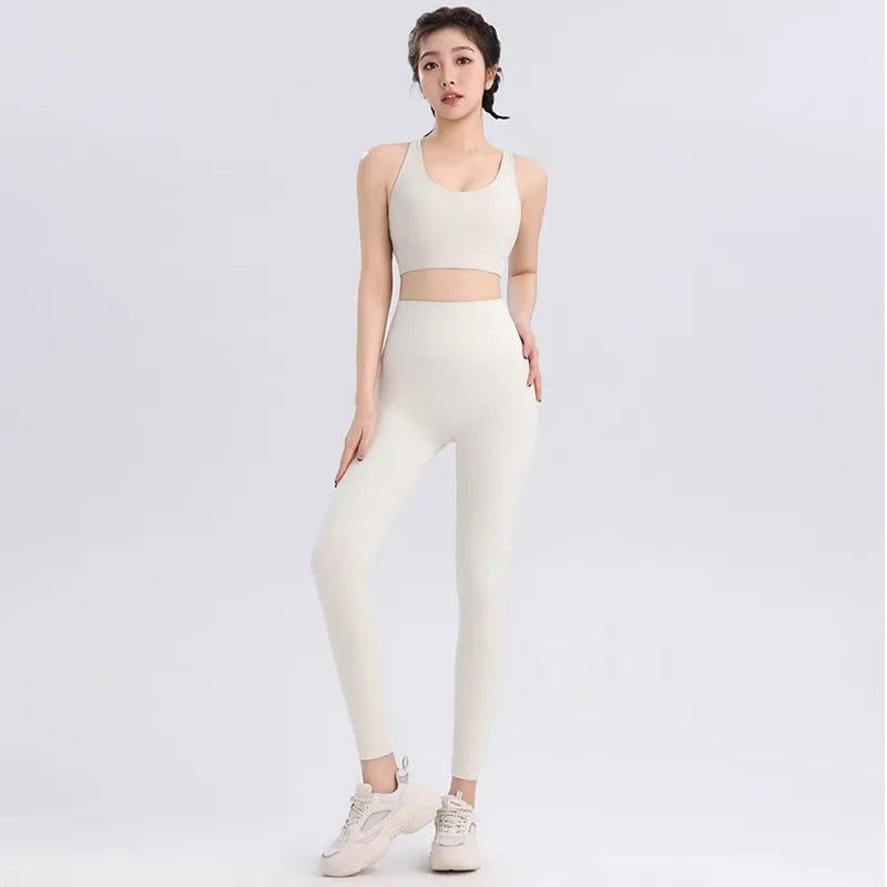 2pcs Women Seamless Yoga Set Sport Suit Gymwear Workout Clothes Gym Crop Top High Waist Legging Fitness Bra Set Sports Suits