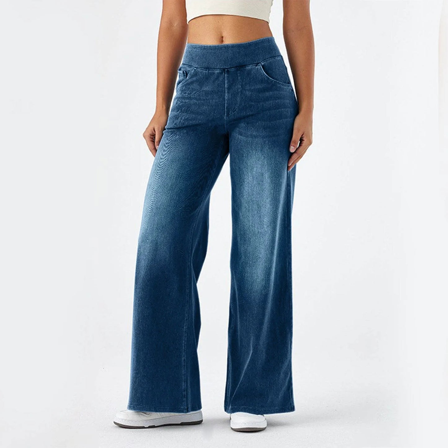 Chic Wide Leg Trousers - Elastic Waist Comfort