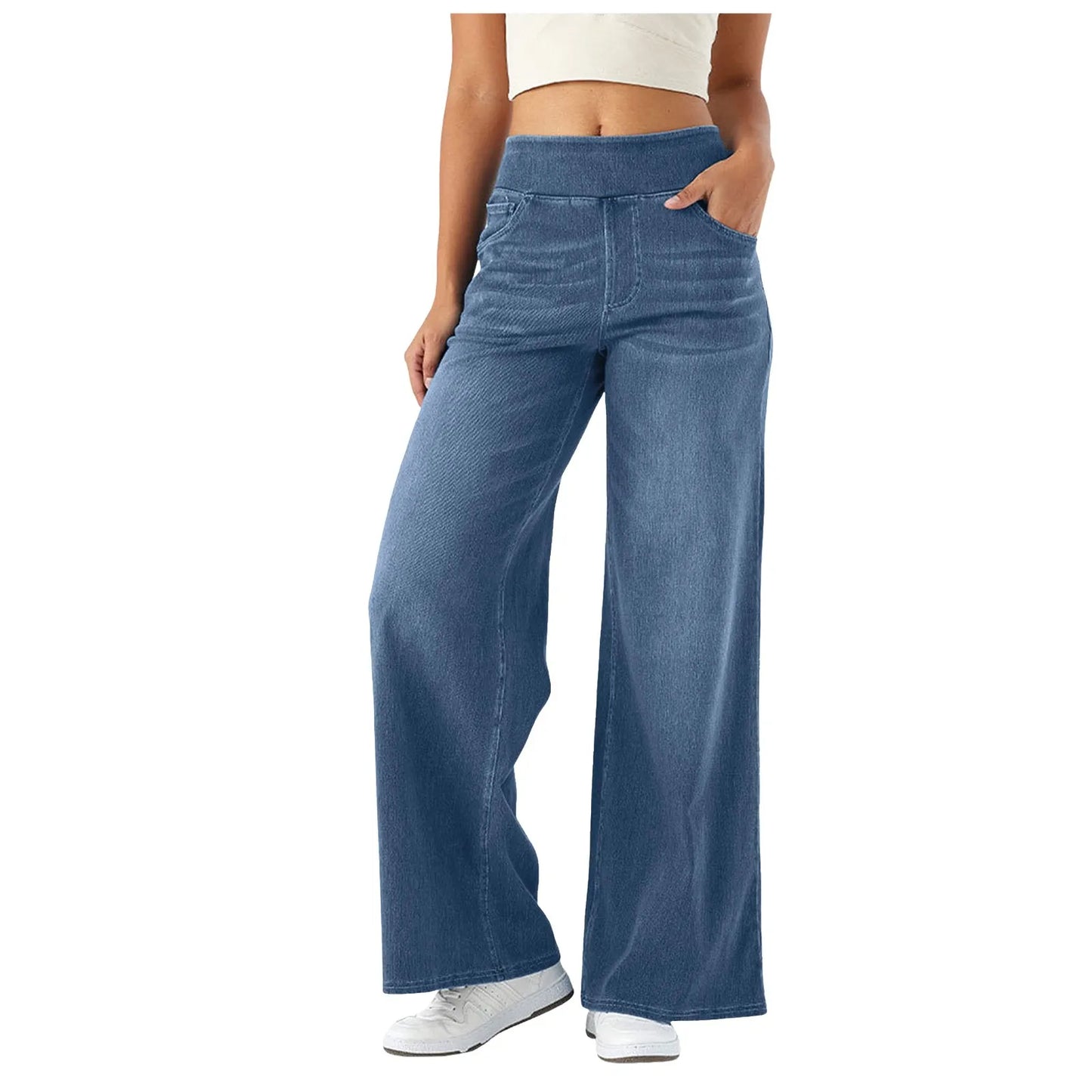Chic Wide Leg Trousers - Elastic Waist Comfort