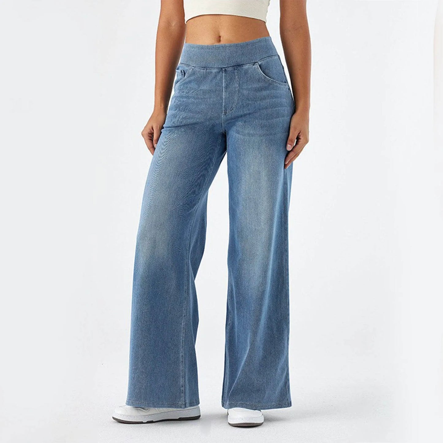 Chic Wide Leg Trousers - Elastic Waist Comfort