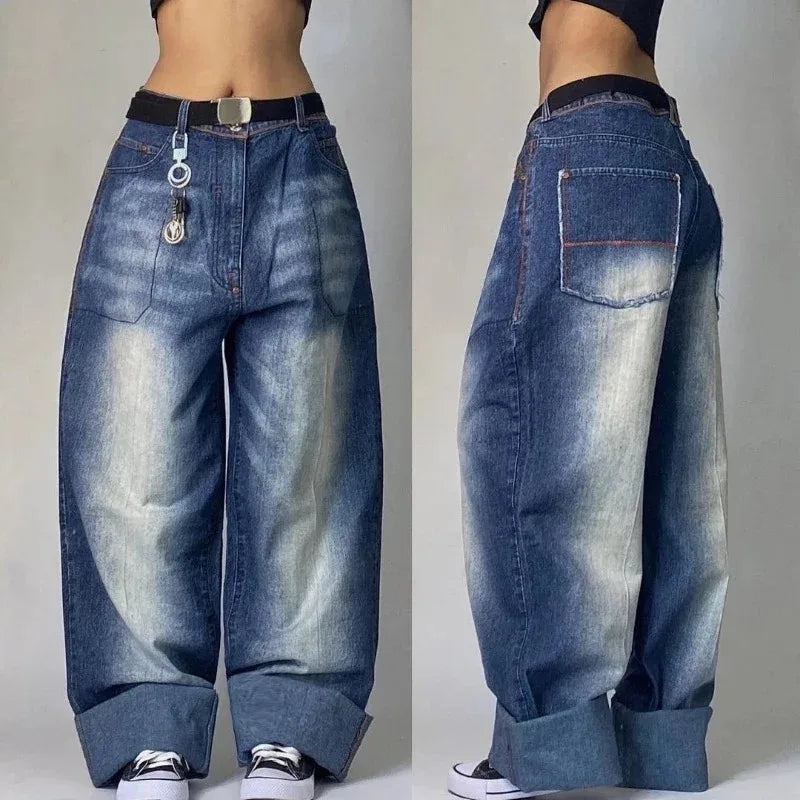 Zenvybe Baggy Jeans - Vintage Chic with Multiple Pockets