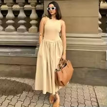 Elegance in Motion: Women's Sleeveless Long Dress