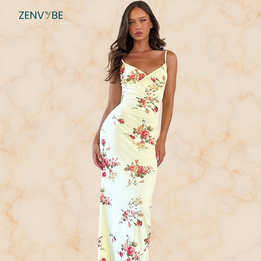 Elegant Floral Backless Maxi Dress - Perfect for Parties