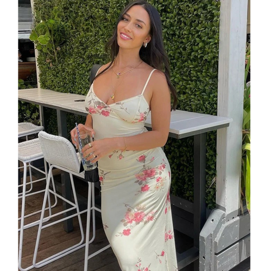 Elegant Floral Backless Maxi Dress - Perfect for Parties