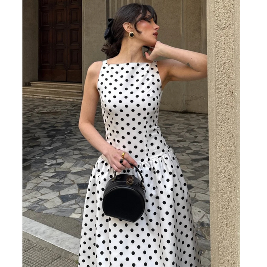 Polka Dot Maxi Dress - Sleeveless Elegance