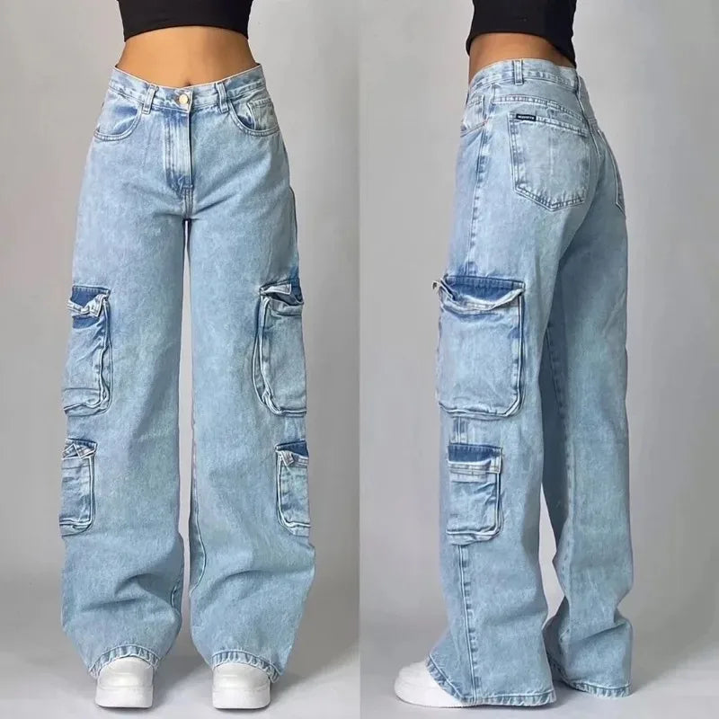 Zenvybe Baggy Jeans - Vintage Chic with Multiple Pockets
