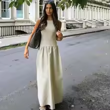 Elegance in Motion: Women's Sleeveless Long Dress