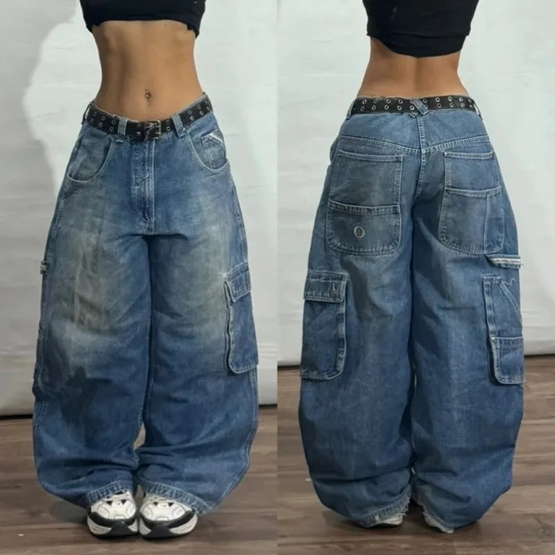 Zenvybe Baggy Jeans - Vintage Chic with Multiple Pockets