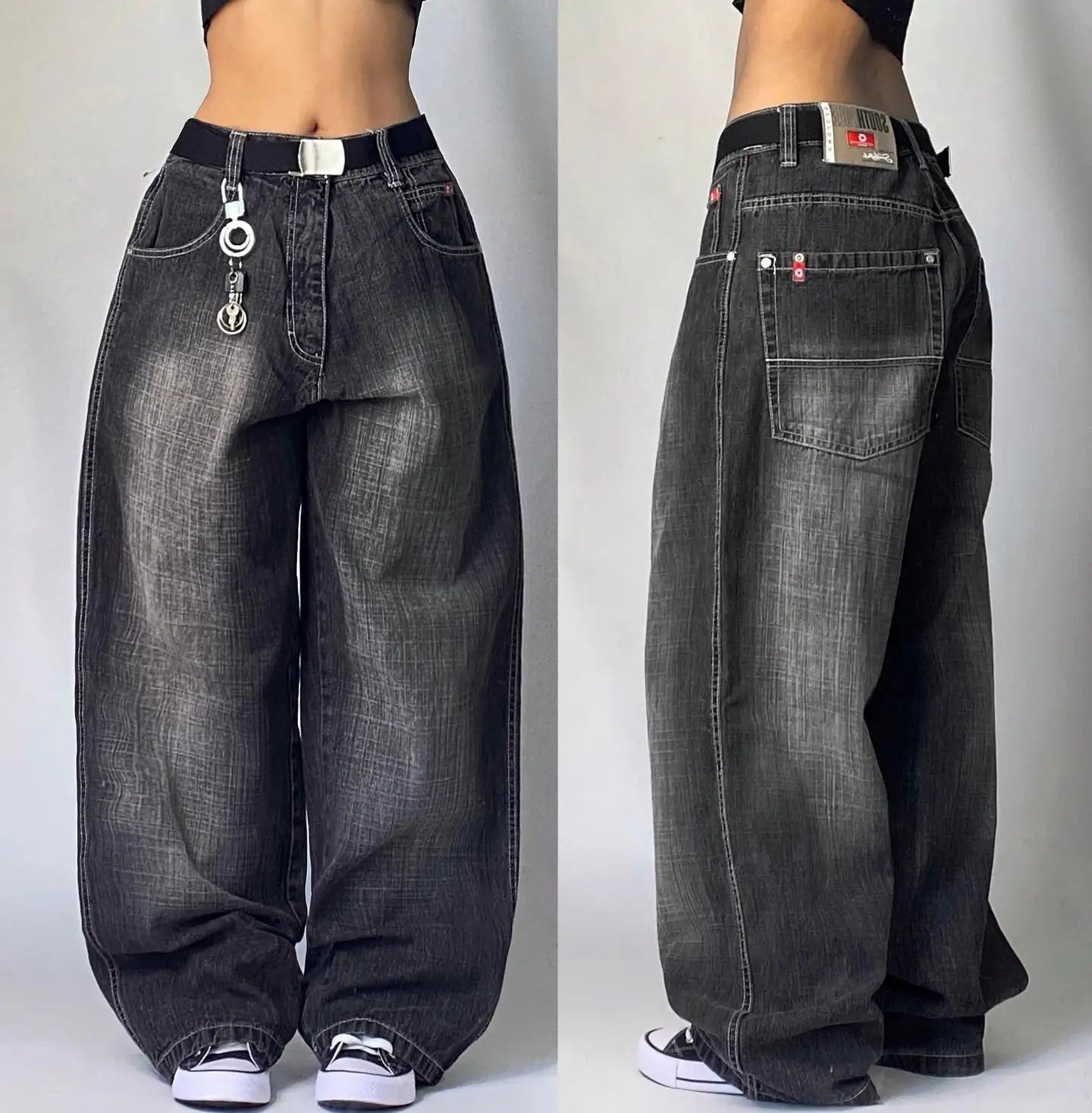 Zenvybe Baggy Jeans - Vintage Chic with Multiple Pockets