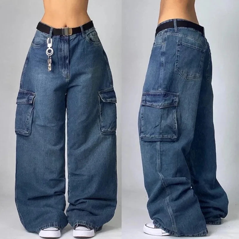 Zenvybe Baggy Jeans - Vintage Chic with Multiple Pockets