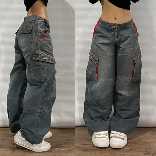 Zenvybe Baggy Jeans - Vintage Chic with Multiple Pockets